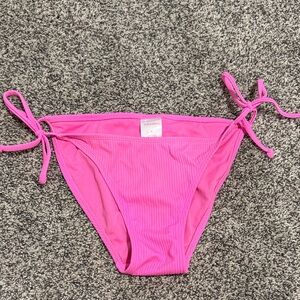 Hot Pink Ribbed Tie Bikini Bottoms